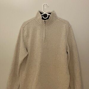 Izod Beige and Navy Quarter-Zip Pullover